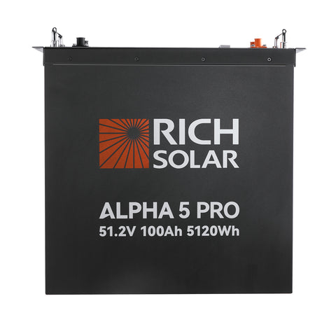 ALPHA 5 PRO | 51.2V 100Ah LiFePO4 Battery | Premium 48V Server Rack Lithium Battery for Residential, Commercial, RVs, Off-Grid | 7,000 Lifetime Cycles | 10 Year Warranty | UL1973, UL9540A Certified - RICH SOLAR