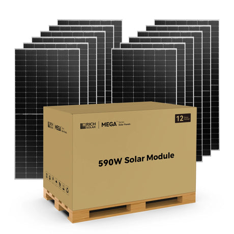 MEGA 590 BIFACIAL | 590 Watt Bifacial Solar Panel | Premium Grid-tie or Off-grid Solar Panel for Residential, Commercial, Agriculture | 25-Year Output Warranty - RICH SOLAR