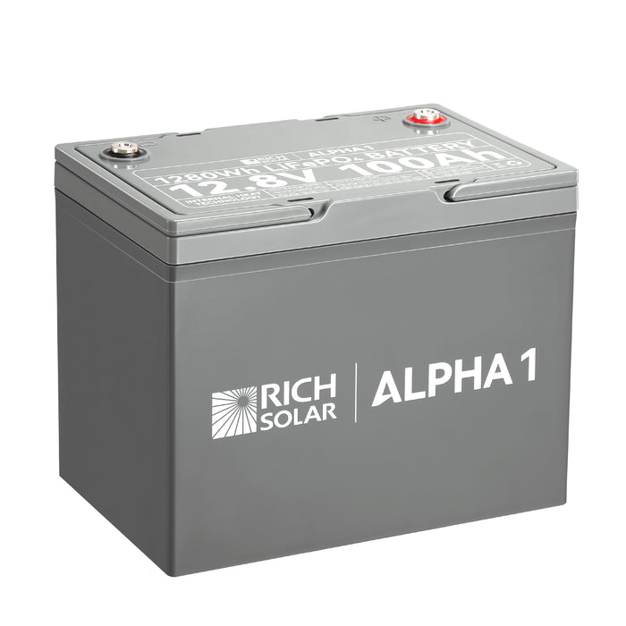 ALPHA 1 | 12V 100Ah LiFePO4 Battery | Powerful 12V Lithium Battery for RVs, Trailers, Vans, Boats, Off-Grid | 5,000 Lifetime Cycles | Bluetooth and Internal Heat Technology - RICH SOLAR