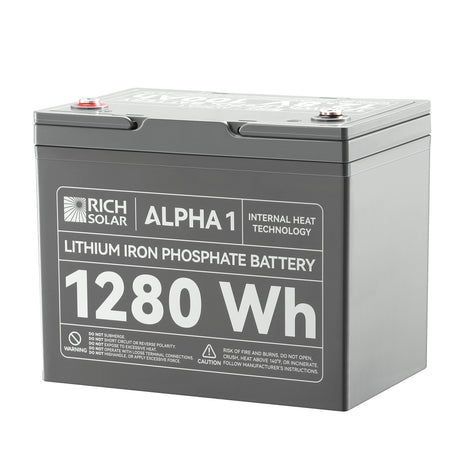 ALPHA 1 | 12V 100Ah LiFePO4 Battery | Powerful 12V Lithium Battery for RVs, Trailers, Vans, Boats, Off-Grid | 5,000 Lifetime Cycles | Bluetooth and Internal Heat Technology - RICH SOLAR