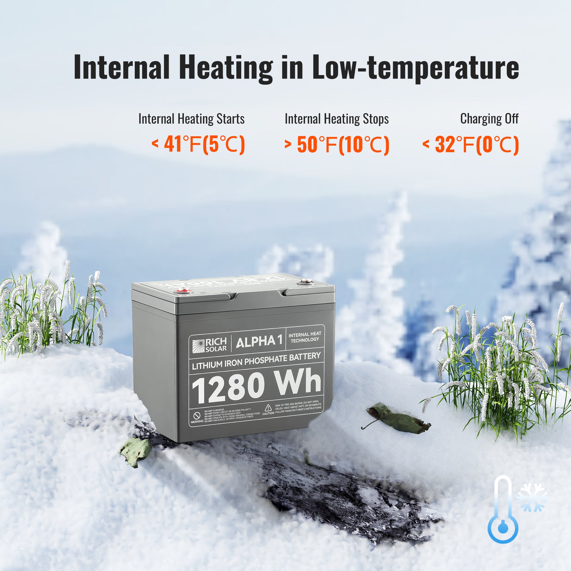 ALPHA 1 | 12V 100Ah LiFePO4 Battery | Powerful 12V Lithium Battery for RVs, Trailers, Vans, Boats, Off-Grid | 5,000 Lifetime Cycles | Bluetooth and Internal Heat Technology - RICH SOLAR