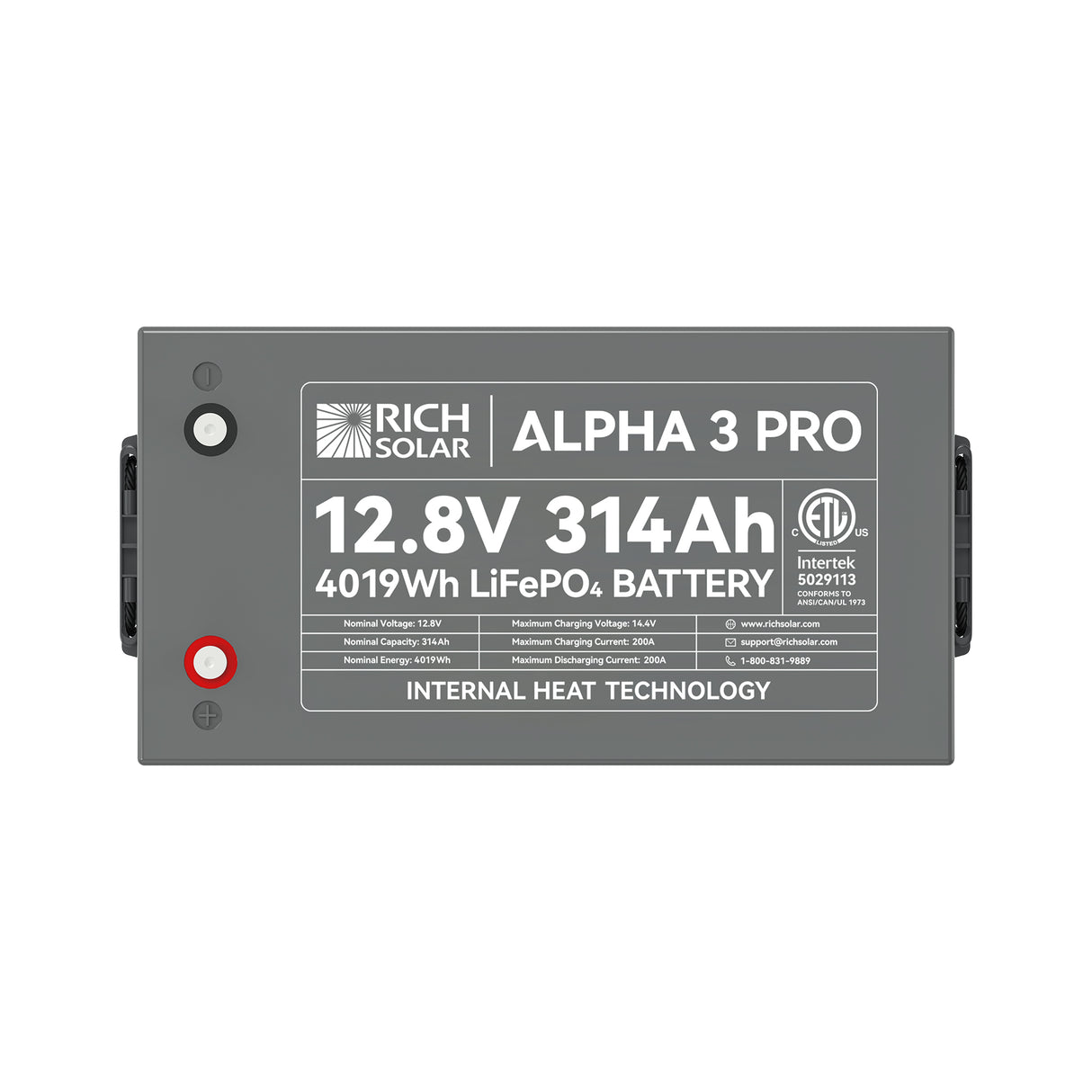 ALPHA 3 PRO | 12V 314Ah LiFePO4 Battery | 8,000+ Cycles | Built-in Heater & Bluetooth | Lithium Battery for RV, Off-Grid, Cabin & Backup Power - RICH SOLAR
