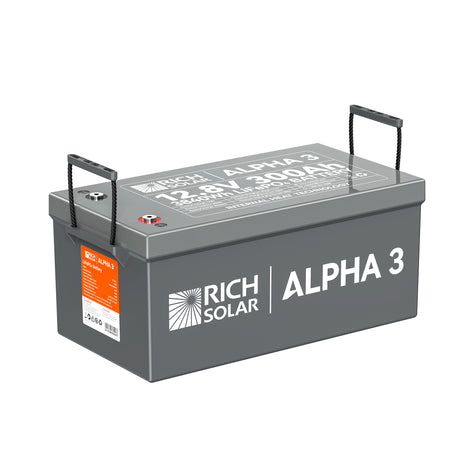 ALPHA 3 | 12V 300Ah LiFePO4 Battery | 12V Lithium Battery for RVs, Cabins, Off-Grid | 5,000 Lifetime Cycles | Internal Heat Techlogy | Bluetooth - RICH SOLAR