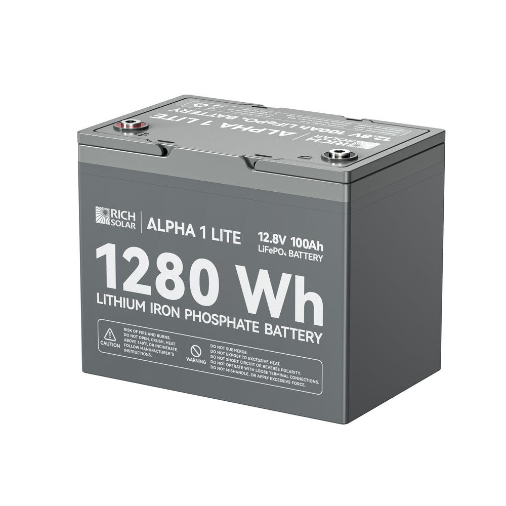 Rich Solar ALPHA 1 LITE 1280Wh lithium iron phosphate battery label view