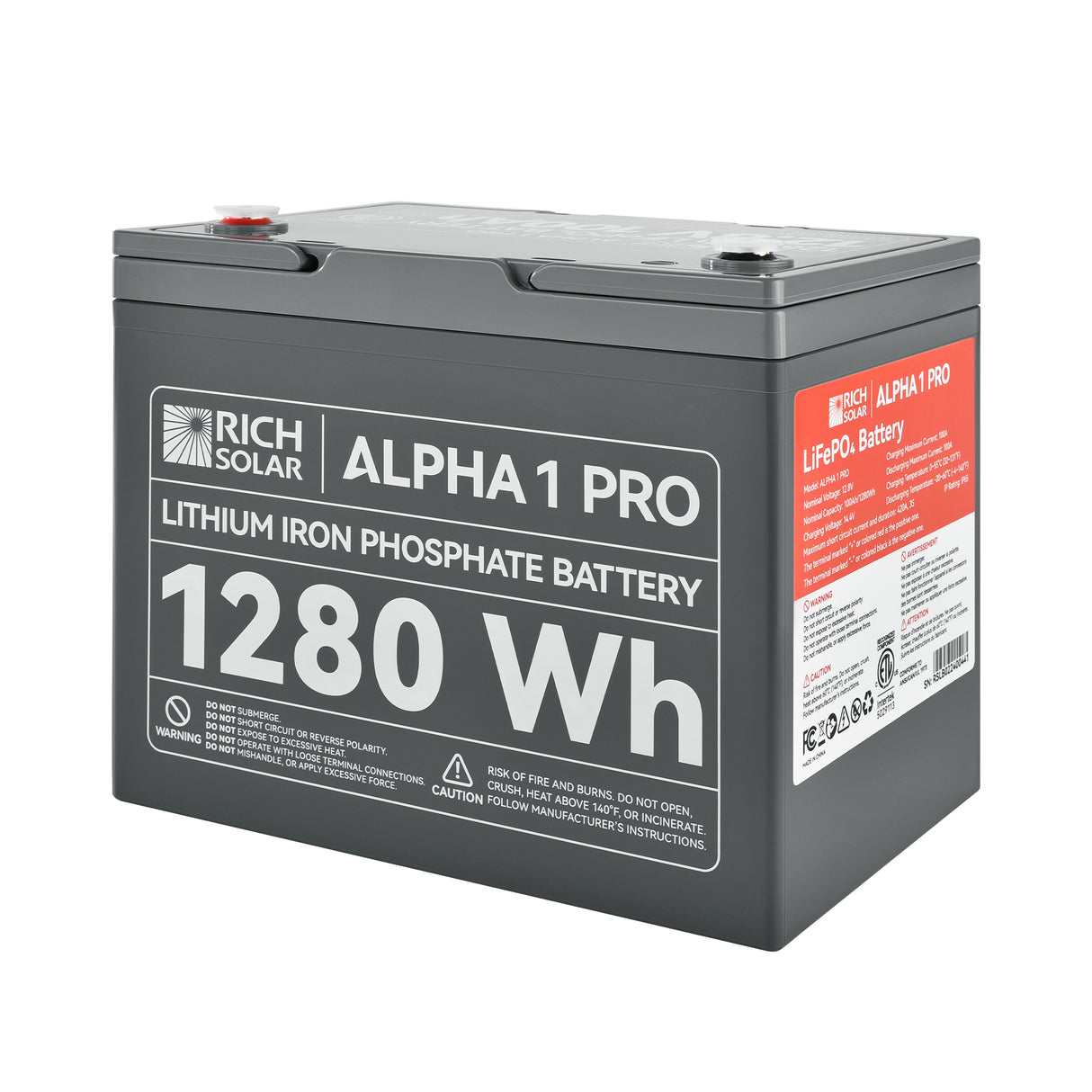 ALPHA 1 PRO | 12V 100Ah LiFePO4 Lithium Iron Phosphate Battery | Internal Heat Technology and Bluetooth | UL1973 Certified