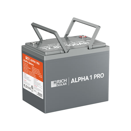 ALPHA 1 PRO | 12V 100Ah LiFePO4 Battery | Premium 12V Lithium Battery for Off-Grid, RVs, Boats | 7,000 Lifetime Cycles | 10-Year Warranty | UL1973 Certified - RICH SOLAR