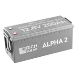 ALPHA 2 | 12V 200Ah LiFePO4 Battery | Powerful 12V Lithium Battery for RVs, Trailers, Vans, Boats, Off-Grid | 5,000 Lifetime Cycles | Bluetooth and Internal Heat Technology - RICH SOLAR