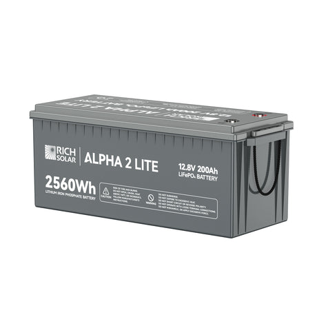 ALPHA 2 LITE | 12V 200Ah LiFePO4 Battery | Best 12V Deep Cycle Lithium Battery for RVs, Trailers, Vans, Boats, Off-Grid | 4,000 Lifetime Cycles | Best Value - RICH SOLAR