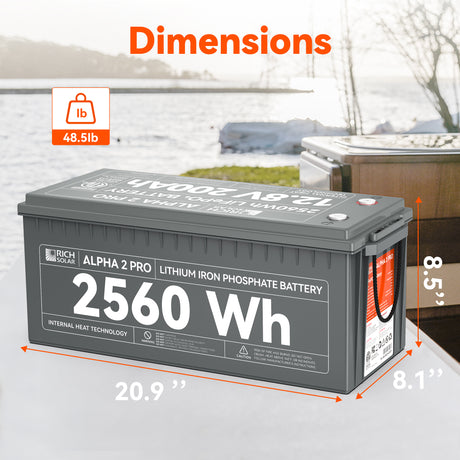 ALPHA 2 PRO | 12V 200Ah LiFePO4 Battery | Premium 12V Lithium Battery for RVs, Cabins, Tiny Homes | 7,000 Lifetime Cycles | 10 Year Warranty | UL1973 Certified - RICH SOLAR