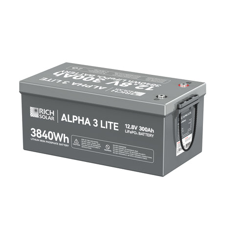 ALPHA 3 LITE | 12V 300Ah LiFePO4 Battery |12V Lithium Battery for RVs, Cabins, Off-Grid | 4,000 Lifetime Cycles - RICH SOLAR