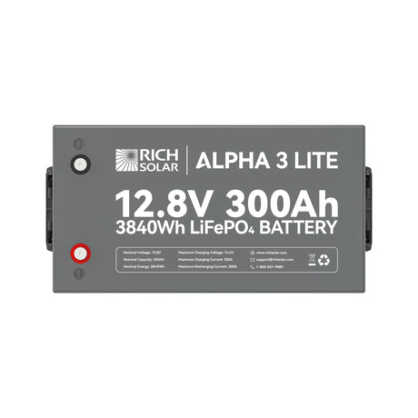 ALPHA 3 LITE | 12V 300Ah LiFePO4 Battery |12V Lithium Battery for RVs, Cabins, Off-Grid | 4,000 Lifetime Cycles - RICH SOLAR