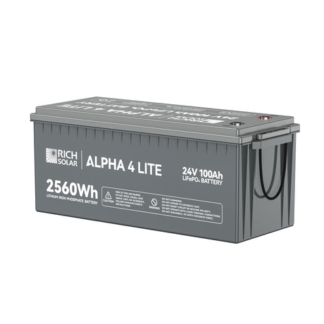 ALPHA 4 LITE | 24V 100Ah LiFePO4 Battery | Fast-Charging 24V Lithium Battery for RVs, Trailers, Vans, Boats, Off-Grid, Backup | 4,000 Lifetime Cycles | Best Value - RICH SOLAR