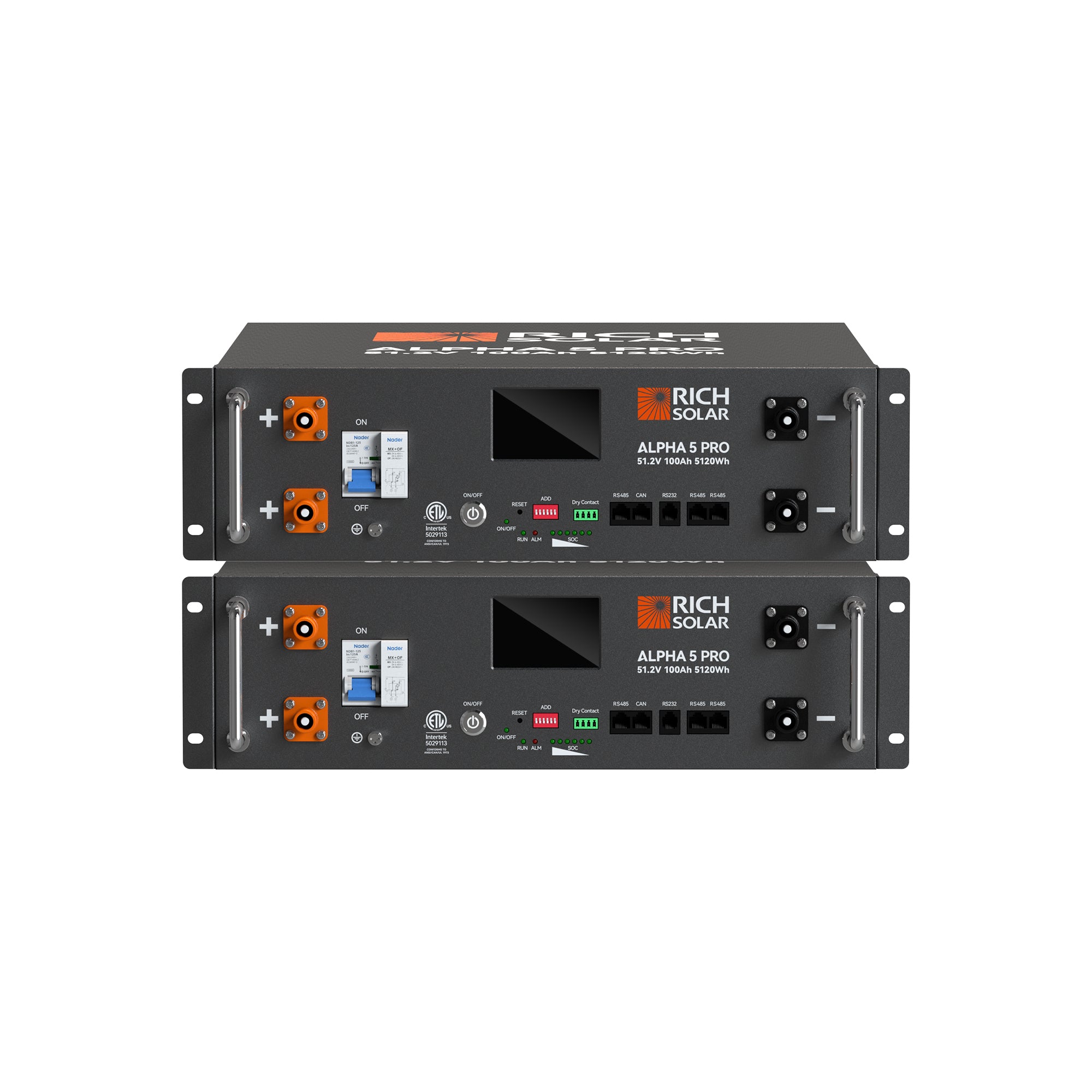 ALPHA 5 PRO | 51.2V 100Ah LiFePO4 Battery | Premium 48V Server Rack Lithium Battery for Residential, Commercial, RVs, Off-Grid | 7,000 Lifetime Cycles | 10 Year Warranty | UL1973, UL9540A Certified - RICH SOLAR
