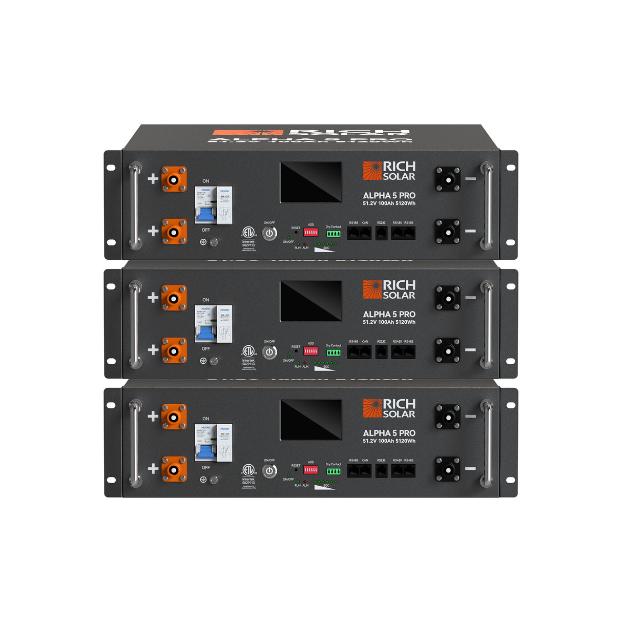 ALPHA 5 PRO | 51.2V 100Ah LiFePO4 Battery | Premium 48V Server Rack Lithium Battery for Residential, Commercial, RVs, Off-Grid | 7,000 Lifetime Cycles | 10 Year Warranty | UL1973, UL9540A Certified - RICH SOLAR