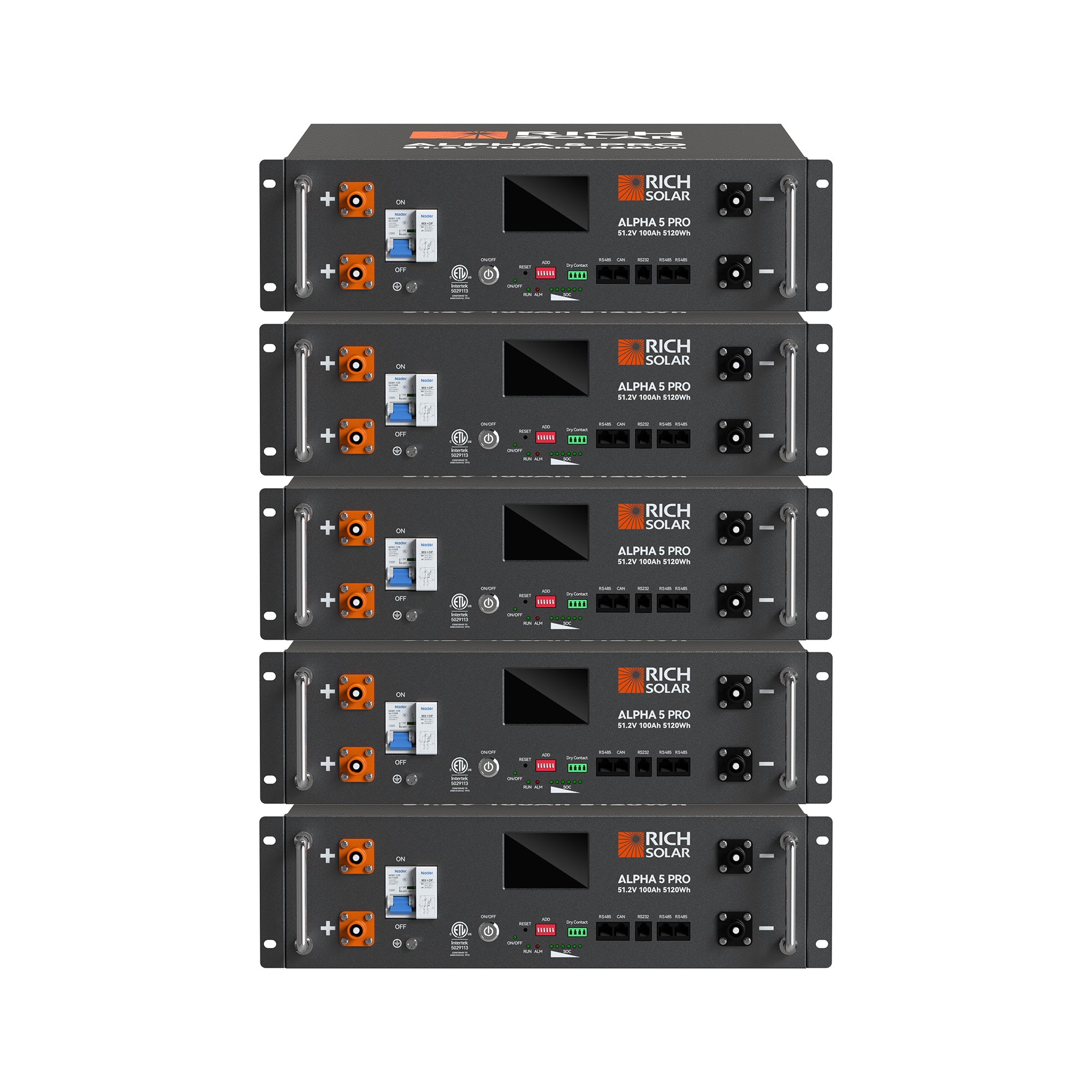 ALPHA 5 PRO | 51.2V 100Ah LiFePO4 Battery | Premium 48V Server Rack Lithium Battery for Residential, Commercial, RVs, Off-Grid | 7,000 Lifetime Cycles | 10 Year Warranty | UL1973, UL9540A Certified - RICH SOLAR