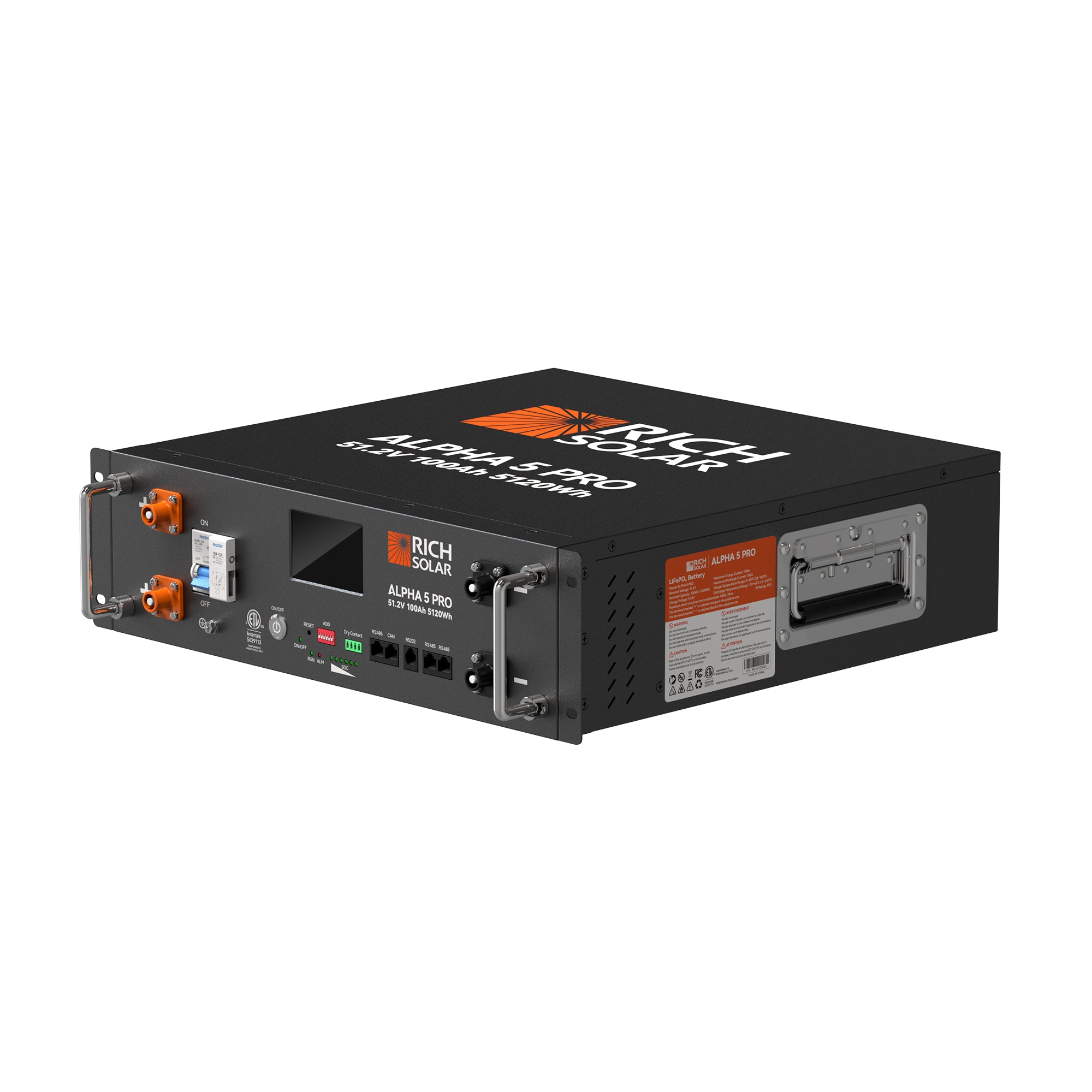 ALPHA 5 PRO | 51.2V 100Ah LiFePO4 Battery | Premium 48V Server Rack Lithium Battery for Residential, Commercial, RVs, Off-Grid | 7,000 Lifetime Cycles | 10 Year Warranty | UL1973, UL9540A Certified - RICH SOLAR