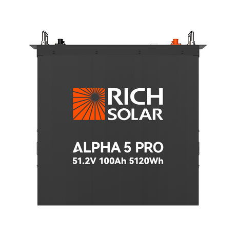 ALPHA 5 PRO | 51.2V 100Ah LiFePO4 Battery | Premium 48V Server Rack Lithium Battery for Residential, Commercial, RVs, Off-Grid | 7,000 Lifetime Cycles | 10 Year Warranty | UL1973, UL9540A Certified - RICH SOLAR