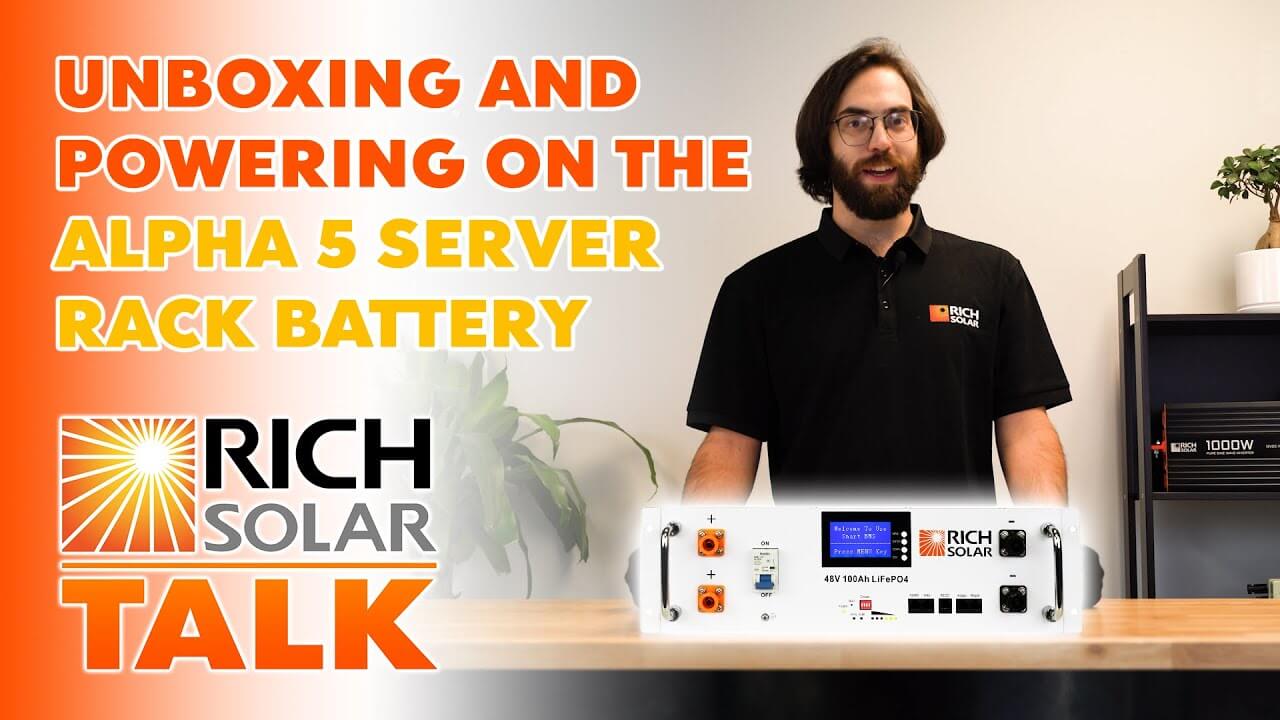 Alpha 5 Server Rack Battery by RICH SOLAR, offering robust energy storage solutions for various applications.