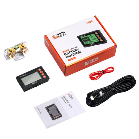 500 Amp Battery Monitor with Shunt | 8~120V 500A Battery Monitor with Shunt | Accurate Battery Status Monitor | Easy to Use - RICH SOLAR