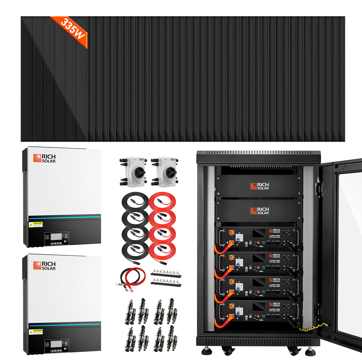 Complete Off-Grid Solar Kit | 13,000W 120/240V Output | 48VDC - 335W x 38