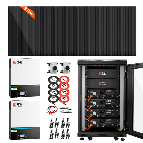 Complete Off-Grid Solar Kit | 38 x MEGA 335 Solar Panels | 13,000W 120/240V Output | 48VDC