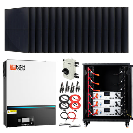 Complete Off-Grid Solar Kit RS-H6548 by RICH SOLAR, featuring 8000W PV input and 6560 Watt Solar PV for energy independence.