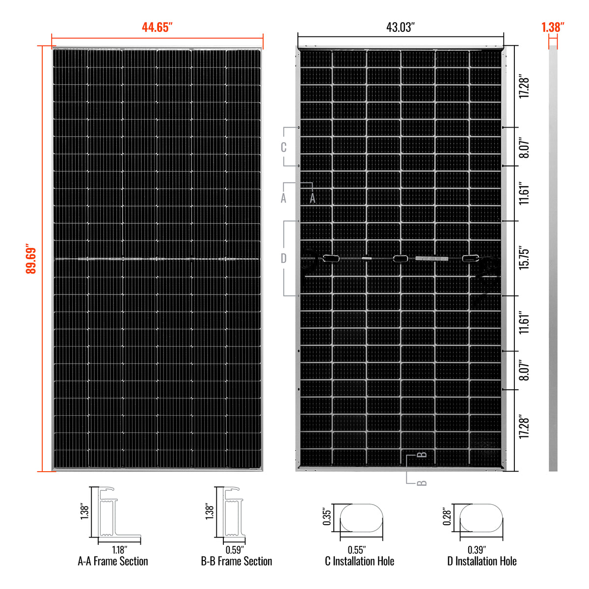 Solar Module Sizes MEGA 550 Solar Panel | RICH SOLAR