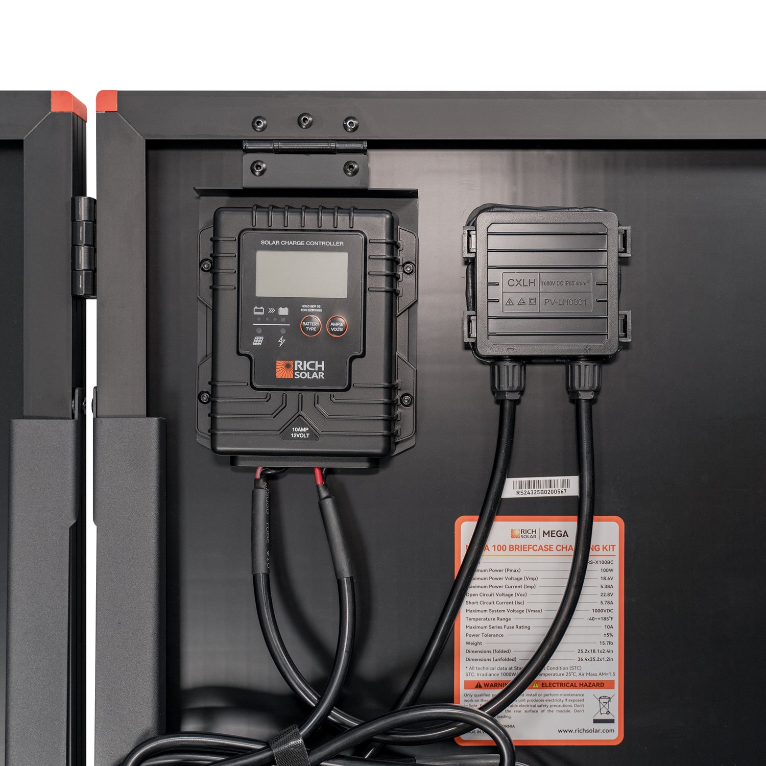 MEGA 100 Portable Briefcase Charging Kit | 100 Watt Portable Solar Panel | Premium 12V Portable Solar Panel for Generators, Boats, Power Stations | High Efficiency - RICH SOLAR