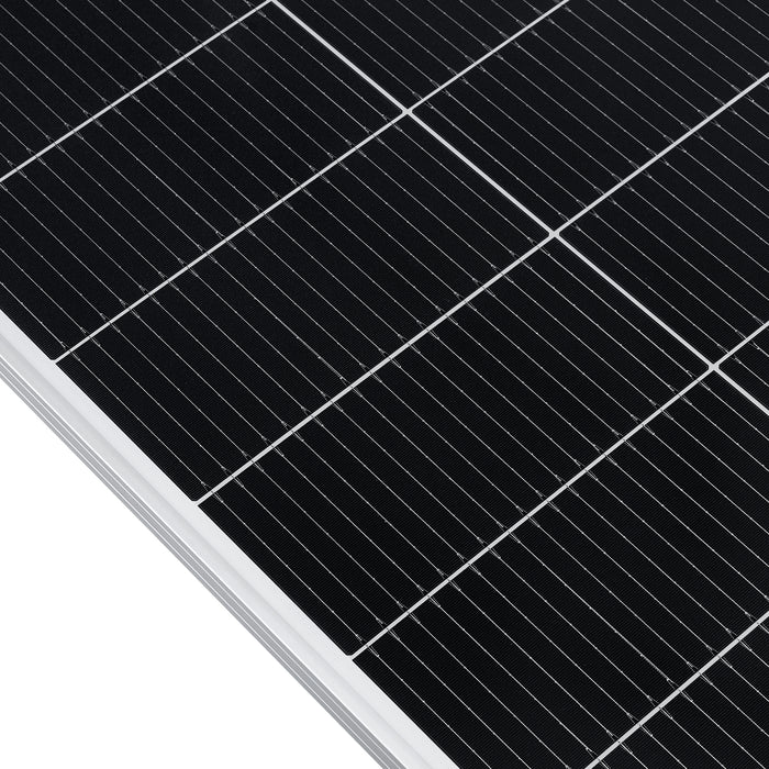 Rich Solar MEGA 150 frame corner and pre-drilled hole detail