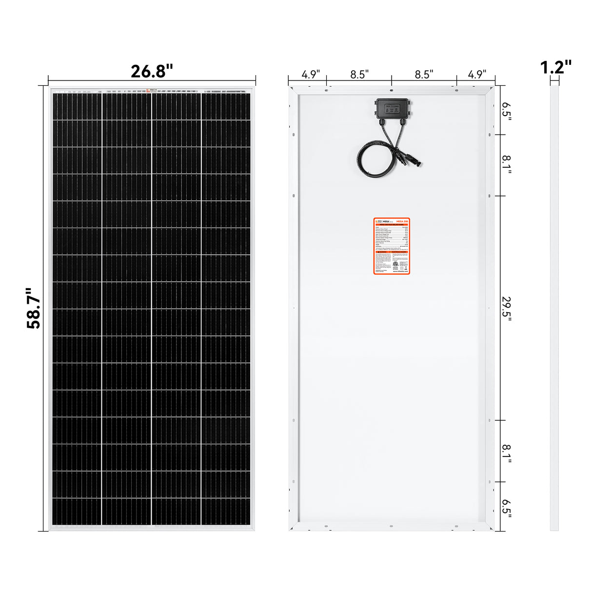 MEGA 200 MAX | 200 Watt 24 Volt Solar Panel | Premium 24V Off-Grid Solar Panel for RVs, Trailers, Cabins | 25-Year Output Warranty | UL Certified - RICH SOLAR