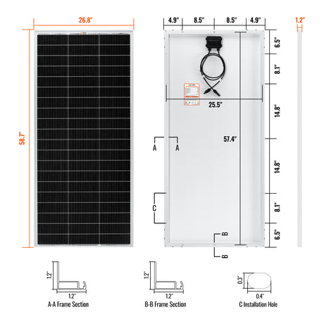 MEGA 200 PRO | 200 Watt 24 Volt Solar Panel | Premium 24V Off-Grid Solar Panel for RVs, Trailers, Cabins | 25-Year Output Warranty | UL Certified - RICH SOLAR