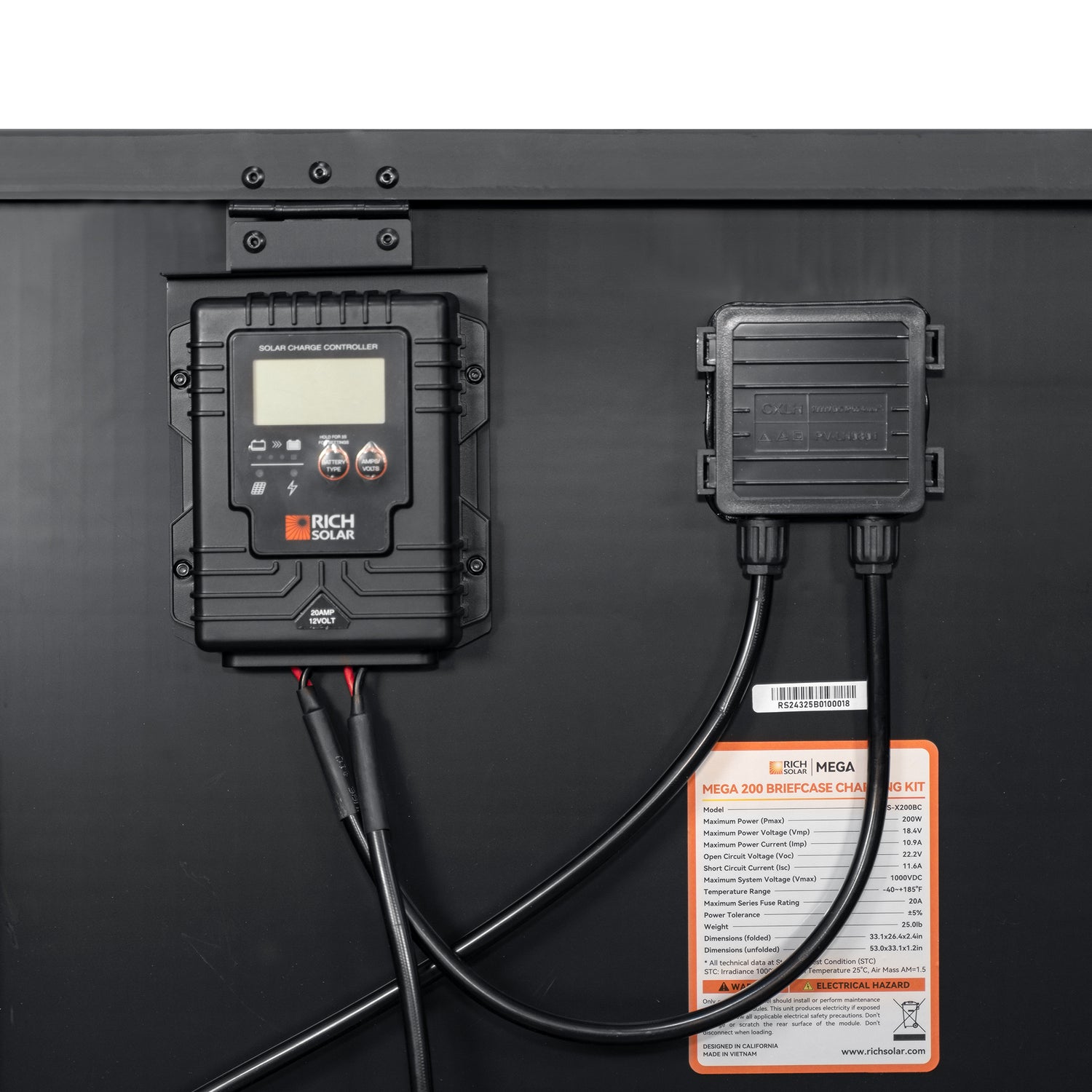 MEGA 200 Portable Briefcase Charging Kit | 200 Watt Portable Solar Panel | Premium 12V Portable Solar Panel for Generators, Vans, Campers | High Efficiency - RICH SOLAR