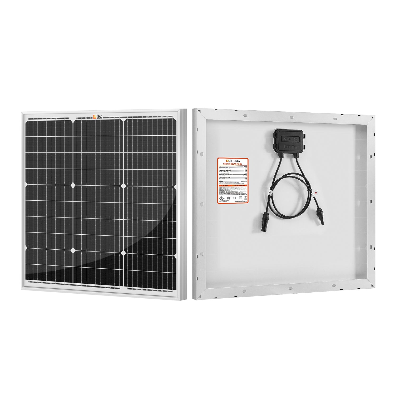 MEGA 50 | 50 Watt Solar Panel | Compact 12V Off-Grid Solar Panel for Boats, Vans, Trailers | 25-Year Output Warranty | UL Certified - RICH SOLAR