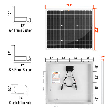 MEGA 50 | 50 Watt Solar Panel | Compact 12V Off-Grid Solar Panel for Boats, Vans, Trailers | 25-Year Output Warranty | UL Certified - RICH SOLAR