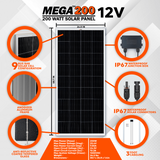 Mega 200 Watt 12 Volt Solar Panel - RICH SOLAR