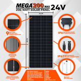Mega 200 Watt 24 Volt Solar Panel - RICH SOLAR