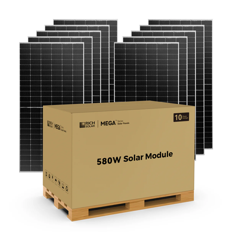 MEGA 580 BIFACIAL | 580 Watt Bifacial Solar Panel | Premium Grid-tie or Off-grid Solar Panel for Residential, Commercial, Agriculture | 25-Year Output Warranty | UL Certified