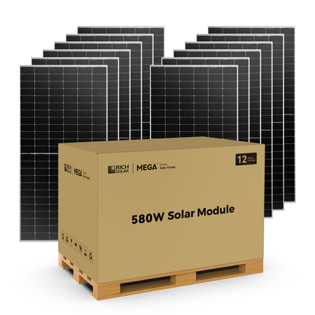 MEGA 580 BIFACIAL | 580 Watt Bifacial Solar Panel | Premium Grid-tie or Off-grid Solar Panel for Residential, Commercial, Agriculture | 25-Year Output Warranty | UL Certified
