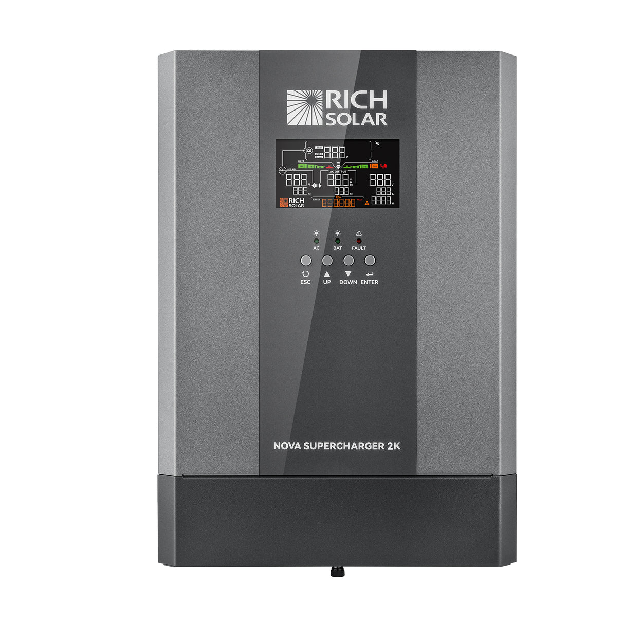 NOVA SUPERCHARGER 2K | 2000W 12V Pure Sine Wave Inverter Charger with Built-in Transfer Switch - RICH SOLAR