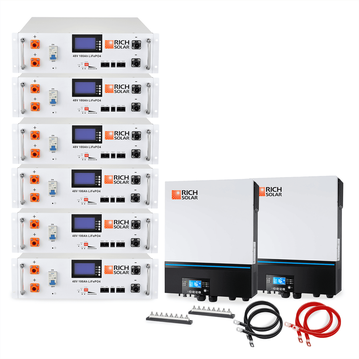 Off-Grid System Kit | 13,000W 120/240V Output, 48VDC(28.8kWh Alpha 5 Server Lithium Iron Phosphate Battery) - RICH SOLAR