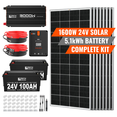 1600 Watt 24V Complete Solar Kit - RICH SOLAR