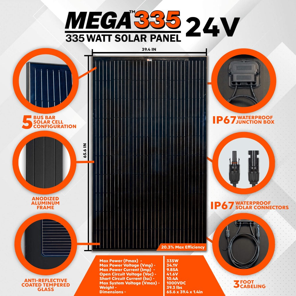 Mega 335 Watt 24 Volt Solar Panel - RICH SOLAR