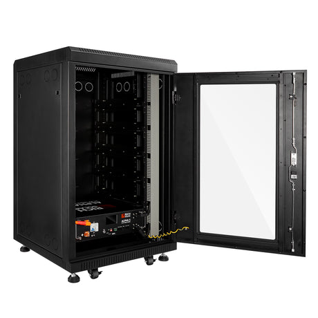 Battery Server Rack for ALPHA 5 PRO | 6-Slot Enclosed Battery Cabinet | Includes Wheels & 600A Bus Bar Covers | Pre-assembled - RICH SOLAR