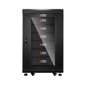 Battery Server Rack for ALPHA 5 PRO | 6-Slot Enclosed Battery Cabinet | Includes Wheels & 600A Bus Bar Covers | Pre-assembled - RICH SOLAR