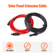 10 Gauge Solar Panel Extension Cable with Male and Female Solar Connector Ends | Pair of 10AWG Red and Black Extension Wire with Connectors on Both Ends | Choose Cable Length: 10ft, 15ft, 20ft, 30ft, 50ft, 75ft, 100ft - RICH SOLAR