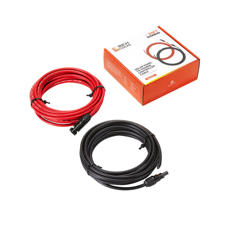 10 Gauge Extension Cable to Connect Solar Panel to Charge Controller | Pair of 10AWG Red and Black Extension Wires for Solar Panel to Charge Controller | Choose Cable Length: 10ft, 20ft, 30ft - RICH SOLAR