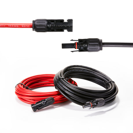 10 Gauge Extension Cable to Connect Solar Panel to Charge Controller | Pair of 10AWG Red and Black Extension Wires for Solar Panel to Charge Controller | Choose Cable Length: 10ft, 20ft, 30ft - RICH SOLAR