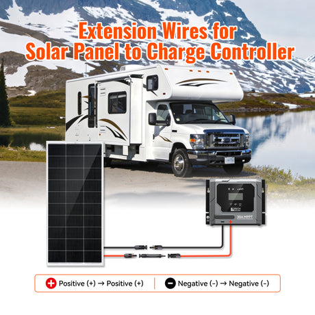 10 Gauge Extension Cable to Connect Solar Panel to Charge Controller | Pair of 10AWG Red and Black Extension Wires for Solar Panel to Charge Controller | Choose Cable Length: 10ft, 20ft, 30ft - RICH SOLAR