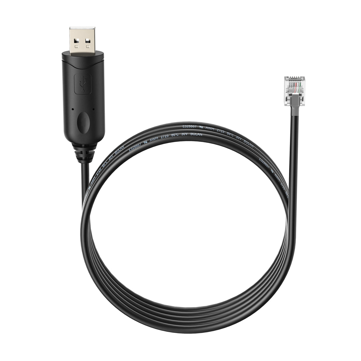 USB to RJ12 (6-Pin) Communication Cable for Battery Firmware Updates and Inverter Integration