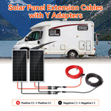 10 Gauge Solar Panel Extension Cable with Male and Female Solar Connector Ends and Parallel Connectors | Pair of 10AWG Red and Black Extension Wire and Parallel Connectors | Choose Cable Length: 30ft, 50ft